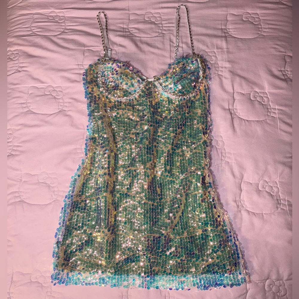 FASHION NOVA| Mermaid Kisses Sequin Mini Dress - Champagne